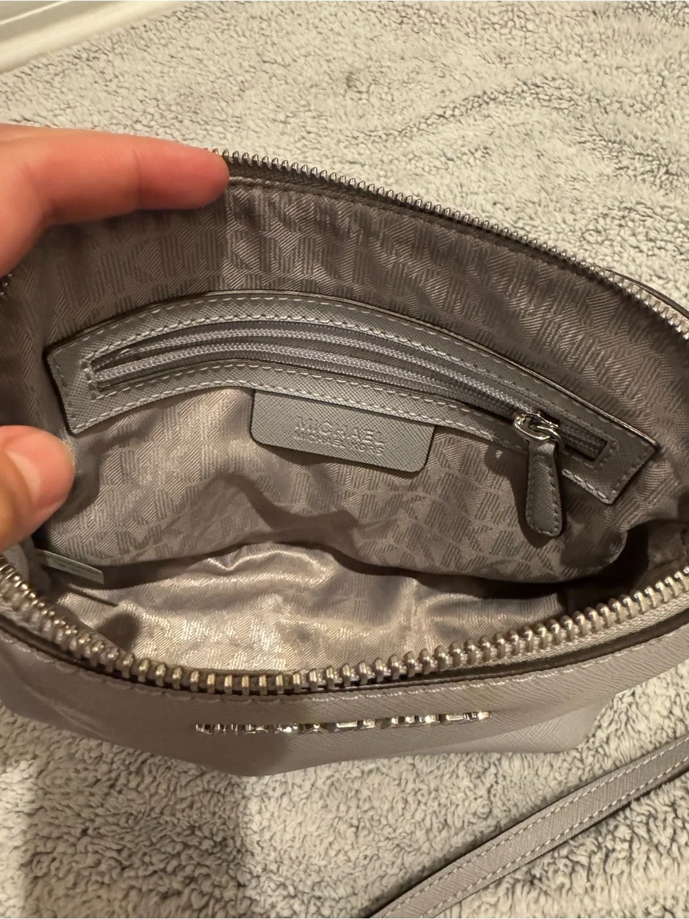 Michael Kors Light Grey Saffiano Leather Crossbody
